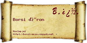 Borsi Áron névjegykártya