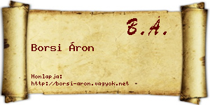Borsi Áron névjegykártya